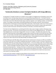 Community Volunteers connect Covington Residents with Energy Efficiency Resources