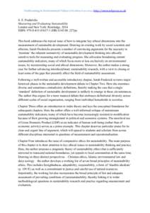 Forthcoming	
  in	
  Environmental	
  Values	
  ©The	
  White	
  Horse	
  Press	
  http://www.whpress.co.uk      S. E. Fredericks Measuring and Evaluating Sustainability London and New York: Routledge, 2014