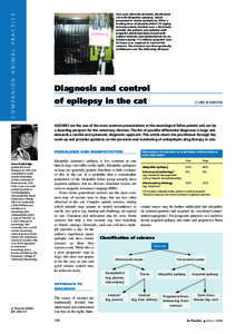 COMPANION ANIMAL PRACTICE  Two-year-old male domestic shorthaired cat with idiopathic epilepsy, which presented in status epilepticus. After a loading dose of phenobarbital (15 mg/kg