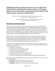 Estimating and Forecasting Ecosystem Services within Pine Island Sound, Sanibel Island, Captiva Island, North Captiva Island, Cayo Costa Island, Useppa Island, Other Islands of the Sound, and the Nearshore Gulf of Mexico