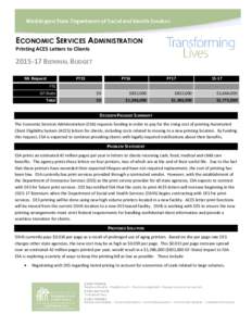 ECONOMIC SERVICES ADMINISTRATION Printing ACES Letters to Clients[removed]BIENNIAL BUDGET ML Request