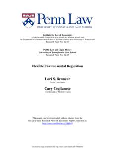 Institute for Law & Economics A Joint Research Center of the Law School, the Wharton School, and the Department of Economics in the School of Arts and Sciences at the University of Pennsylvania Research Paper No[removed]