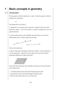 Chapter 1:  Basic concepts in geometry