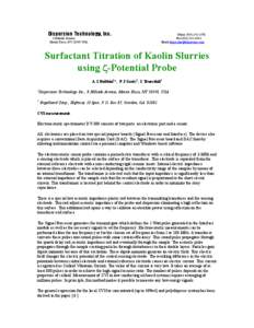 Surfactant Titration of Kaolin Slurries using z-Potential Probe