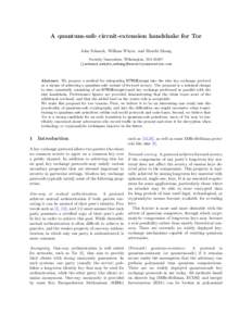 A quantum-safe circuit-extension handshake for Tor