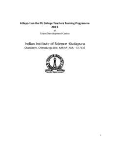 A Report on the PU College Teachers Training Programmeat Talent Development Centre