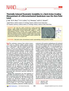 Letter pubs.acs.org/NanoLett Thermally Induced Parametric Instability in a Back-Action Evading Measurement of a Micromechanical Quadrature near the Zero-Point Level