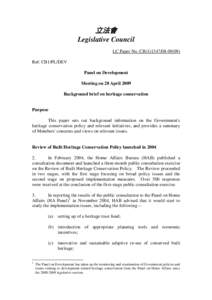 立法會 Legislative Council LC Paper No. CB[removed]) Ref: CB1/PL/DEV Panel on Development Meeting on 28 April 2009