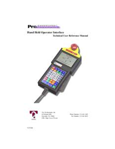 Hand Held Operator Interface Technical User Reference Manual Two Technologies, Inc. 419 Sargon Way Horsham,. PA 19044