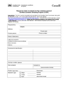 Request for letter of analysis for flax container protocol - Certified Container Sampling Program (CCSP)