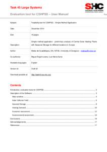 Task 45 Large Systems Evaluation tool for CSHPSS – User Manual Subject: Feasibility tool for CSHPSS – Simple Method Application.