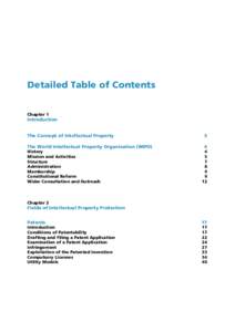 Detailed Table of Contents Chapter 1 Introduction  The Concept of Intellectual Property