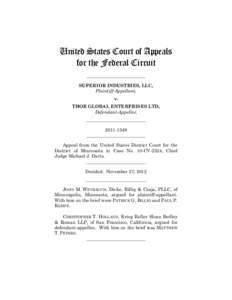 United States Court of Appeals for the Federal Circuit __________________________ SUPERIOR INDUSTRIES, LLC, Plaintiff-Appellant, v.