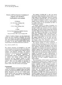 Indian Journal of Chemistry Vol. 42A, July 2003, pp[removed]Kinetics and mechanism of oxidation of hippuric acid with Bi(V) in phosphoric acid medium