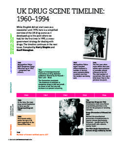While Druglink did not start even as a newsletter until 1975, here is a simplified overview of the UK drug scene as it developed up to the point where we had, for the first time in 1995, a crossgovernment strategy for de