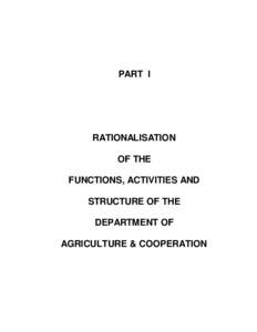 PART I  RATIONALISATION OF THE FUNCTIONS, ACTIVITIES AND STRUCTURE OF THE