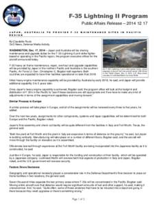 F-35 Lightning II Program Public Affairs Release – [removed]J A P A N , A U S T R A L I A R E G I O N  T O