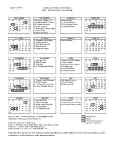 CARLISLE PUBLIC SCHOOLS[removed]SCHOOL CALENDAR Approved[removed]