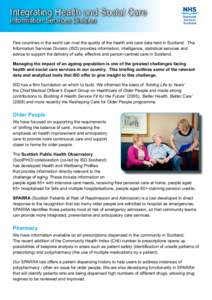 Integrating Health and Social Care Information Services Division National Services Scotland