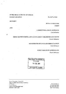 Australia / High Court of Australia / Ruddock v Vadarlis / Royal prerogative / Section 51(xx) of the Constitution of Australia / Pape v Commissioner of Taxation / New South Wales v Commonwealth / Australian constitutional law / Politics of Australia / Law