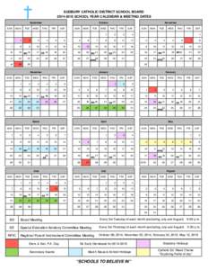 SUDBURY CATHOLIC DISTRICT SCHOOL BOARD[removed]SCHOOL YEAR CALENDAR & MEETING DATES September SUN  MON