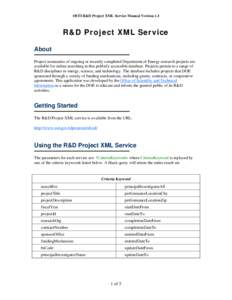 R&D Project XML Service