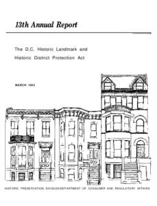 13th Annual Report The D.C. Historic Landmark and Historic District Protection Act MARCH 1992