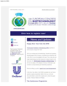 Update from ECB16  ECB16 Newsletter: January, 2014. View this email in your browser