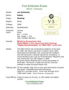 Wine classification / Schleinitz / Mosel / Terroir / Pinot noir / Wine / Riesling / German wine