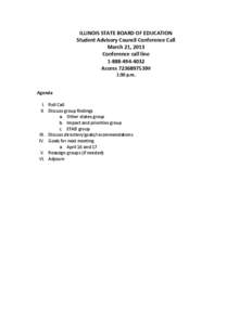 Student Advisory Council  (SAC) Meeting Agenda - March 21, 2013