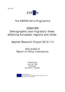 Population / Europe / Interreg / Spatial planning / Demographic transition / Population ageing / Region / Demographics / Cliff Hague / Demographic economics / European Union / Demography