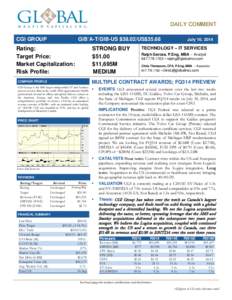 Equity Research  DAILY COMMENT CGI GROUP  GIB’A-T/GIB-US $38.02/US$35.68