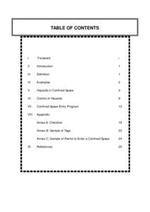 TABLE OF CONTENTS  I. Foreword
