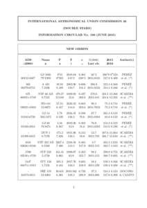 INTERNATIONAL ASTRONOMICAL UNION COMMISSION 26 (DOUBLE STARS) INFORMATION CIRCULAR NoJUNENEW ORBITS