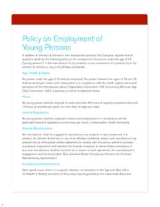 Policy on Employment of Young Persons