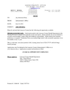 ADMINISTRATOR=S OFFICE 301 N. Main Street ~ Adrian, MI[removed]www.lenawee.mi.us MARTIN D. MARSHALL County Administrator