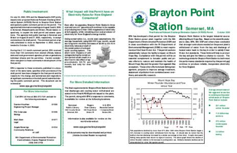 Chemical engineering / Mount Hope Bay / Clean Water Act / Cooling tower / Water cooling / Somerset /  Massachusetts / Menhaden / Flounder / Dominion Resources / Fish / Water pollution / Technology