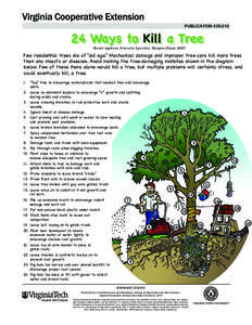 publication[removed]Ways to Kill a Tree Bonnie Appleton, Extension Specialist, Hampton Roads AREC  Few residential trees die of “old age.” Mechanical damage and improper tree care kill more trees