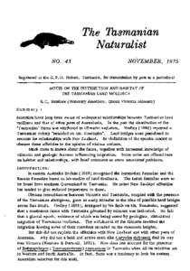 The Tasmanian Naturalist NO. 43 NOVEMBER, 1975
