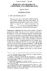 Volume 8, Number l  Fall 1994 SEARCHES AND SEIZURES OF COMPUTERS AND COMPUTER DATA