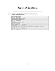 Ta b l e o f C o n te n ts[removed]RULES GOVERNING THE USE OF THE UNIFORM BUILDING CODE DIVISION OF BUILDING SAFETY 000. LEGAL AUTHORITY. ...............................................................................