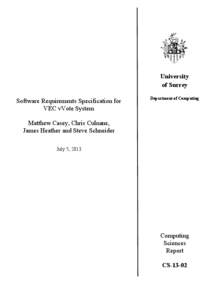 University of Surrey Software Requirements Specification for VEC vVote System  Department of Computing