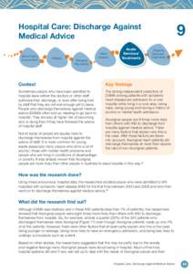 Hospital Care: Discharge Against Medical Advice Micro/macro Environment  Lifestyle