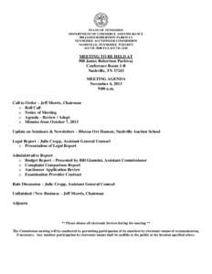 STATE OF TENNESSEE DEPARTMENT OF COMMERCE AND INSURANCE 500 JAMES ROBERTSON PARKWAY TENNESSEE AUCTIONEER COMMISSION NASHVILLE, TENNESSEE[removed][removed]FAX[removed]