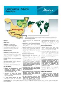 Heilongjiang - Alberta Relations This map is a generalized illustration only and is not intended to be used for reference purposes. The representation of political boundaries does not necessarily reflect the position of 