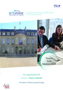 RESEARCH UNIVERSITY PARIS  MASTER GESTION DE PATRIMOINE ET BANQUE PRIVÉE  Finance