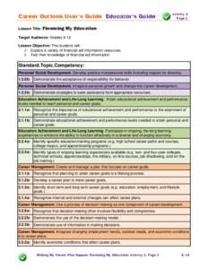 Career Outlook User’s Guide Educator’s Guide Lesson Title: Financing Activity 2 Page 1