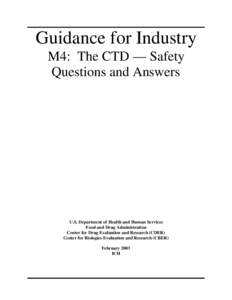 Guidance for Industry M4: The CTD - Safety Questions and Answers
