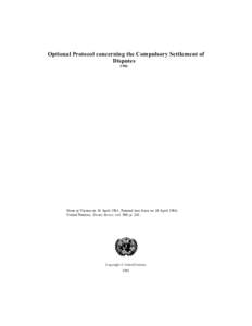 Optional Protocol concerning the Compulsory Settlement of Disputes, 1961
