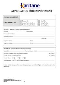 APPLICATION FOR EMPLOYMENT